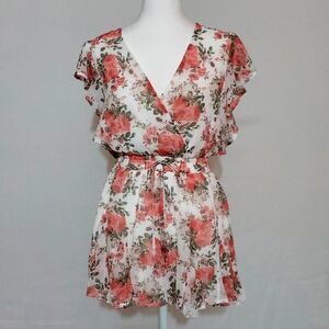 Trixxi Pink and White Floral Romper for Women – Size X-Small NWOT